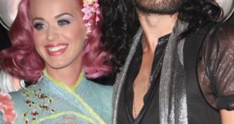 Katy Perry and husband of 10 months Russell Brand at the MTV VMAs 2011