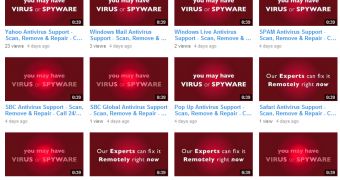 YouTube channel with hundreds of fake tech support ads