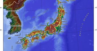 Image showing a topographic map of Japan
