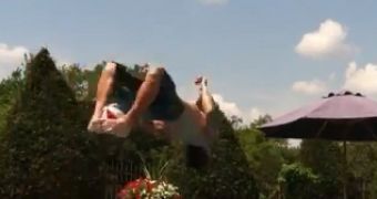 Teen achieves backflip trick shot