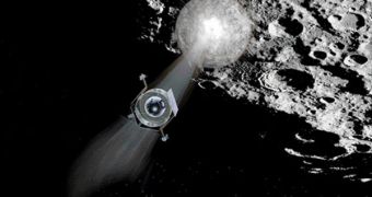 Artist's rendering of the spent Centaurus stage hitting the lunar surface