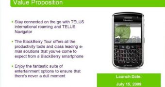 BlackBerry Tour comes to Telus on July 15