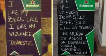 The Minibar Austin is trying to apologize for an offensive domestic violence sign (left)