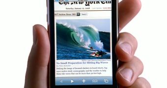 A screenshot from one of Apple's iPhone 3G TV ads, 'Unslow'