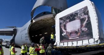 AMS-02 began the first stage of its voyage to the International Space Station from Geneva international airport, in Switzerland.