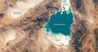 Image showing Pyramid Lake from the international Space Station