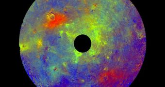 This image using data obtained by the Dawn framing camera shows Vesta's southern hemisphere in color