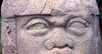 Olmec head carving
