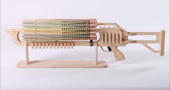 The machine gun is the most developed rubber band thrower on the market
