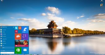 Windows 10 Start menu on the revamped desktop