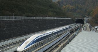 A super-fast passenger train in Japan, capable of reaching 581 kilometers per hour