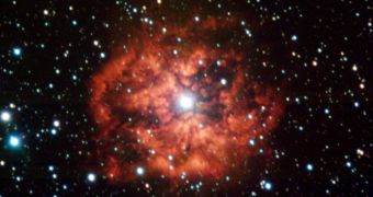 This image shows the nebula forming around a Wolf-Rayet star