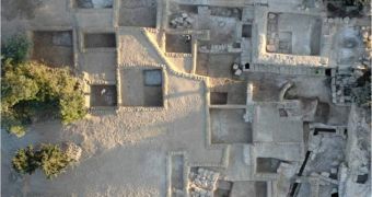 An aerial view of the ruins of Ramat Rachel, which featured a lush getaway for the rich