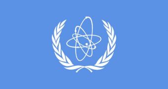 The internationally famous flag of the IAEA