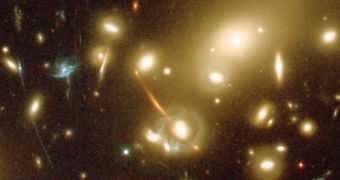 Image of the earlyest galaxies, obtained by gravitational lensing