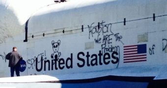 The Independence Space Shuttle vandalized with racist graffiti