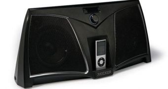The iKick500 from Kicker works with either iPods or Zunes
