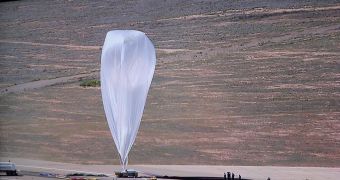 The balloon being inflated on the first record attempt