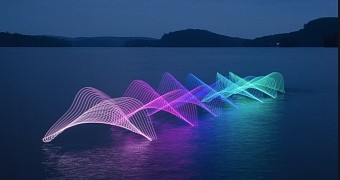 Kayak motion shown with LED lights