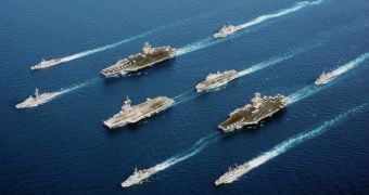 A marine exercise, conducted by a fleet of ships belonging to 5 nations