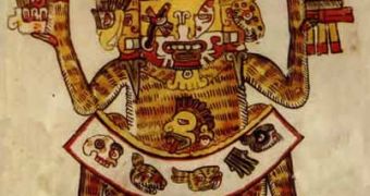 Aztec god with corn in his left hand