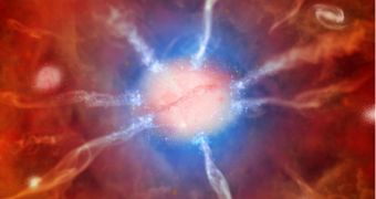 The hot gas in Phoenix is giving off copious amounts of X-rays and cooling quickly over time, especially near the center of the cluster, causing gas to flow inwards and form huge numbers of stars