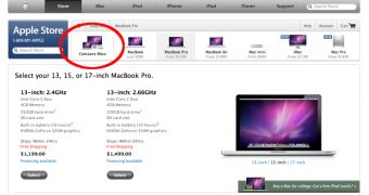 Screenshot of Apple's online store highlighting the addition of "Compare Macs"