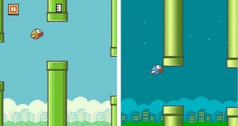 Flappy Bird screenshots (before / after)