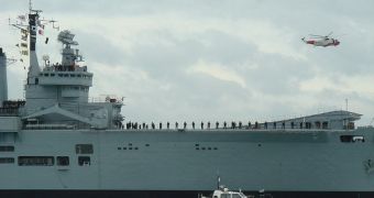 The HMS Ark Royal (R07), an Invincible-class light aircraft carrier