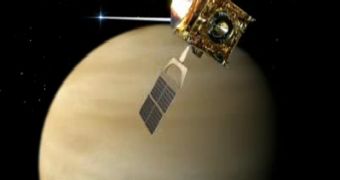 Artistic impression of Venus Express while investigating with the SPICAV instrument