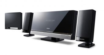 The new Sony Bravia DAV-F200 home entertainment system, with 2.1 channels, in virtual surround. 405W RMS!