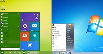 Windows 9 vs. Windows 7 Start menus