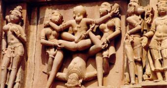 Erotic carving at Khajuraho