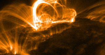 Close-up of a solar flare