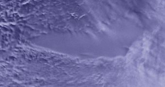 The buried Lake Vostok is seen here as the flat region of this satellite image