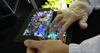 Tri-fold OLED contracted