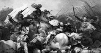 Dramatic depiction of the Battle of Bosworth Field