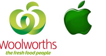 Newly proposed Woolworths logo - Apple logo comparison