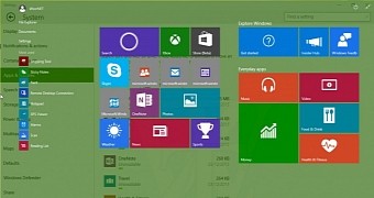 Windows 10 Start menu with full transparency