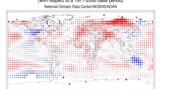 This map shows global surface temperature anomalies for May 2011