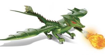 Green dragon made of plywood and glass