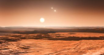 An artist's impression of the view from Gliese 667c