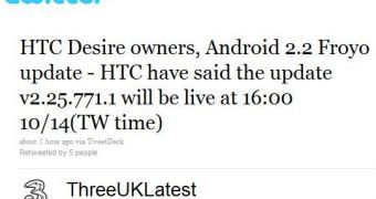 Three UK Announces Android 2.2 Froyo Update for HTC Desire