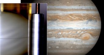 In a laboratory experiment (inset), fake tides produce stripes that resemble those on the planet Jupiter