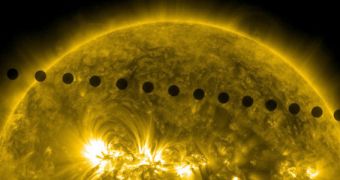 SDO images Venus as it moves across the surface of the Sun