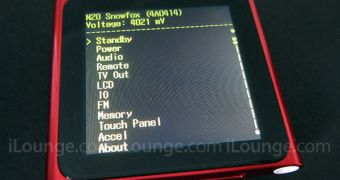 iPod nano sixth generation diagnostics screen