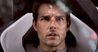Tom Cruise in an official movie still from “Oblivion”