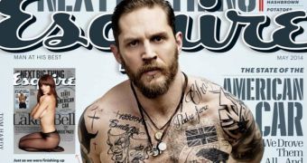 Tom Hardy shows off his tattoos and ripped physique for Esquire