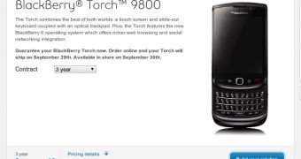 BlackBerry Torch 9800 at Bell