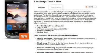 Torch 9800 Now Available at Optus Australia